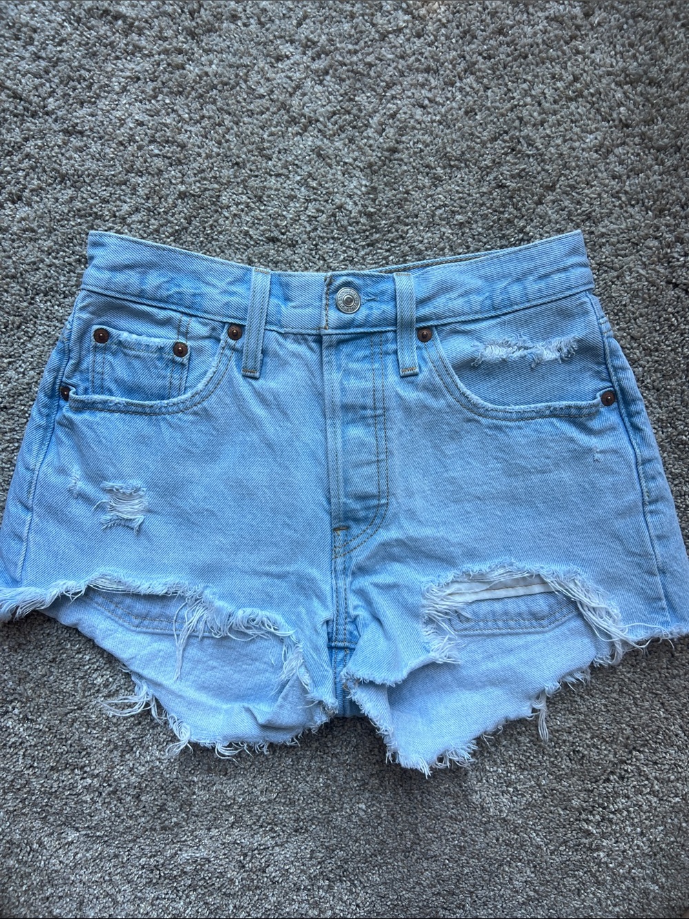 Levi's 501 Light Wash Frayed Denim Cutoff Shorts